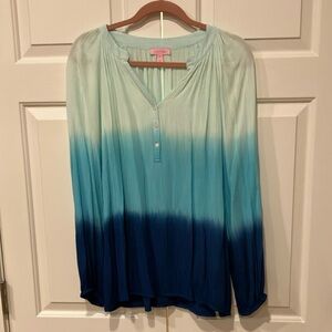 Lilly Pulitzer Green and Blue Relaxed Tunic Blouse